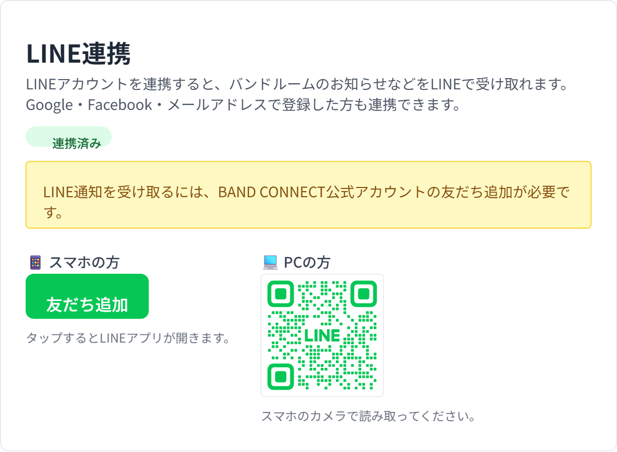 LINE連携後の友だち追加案内